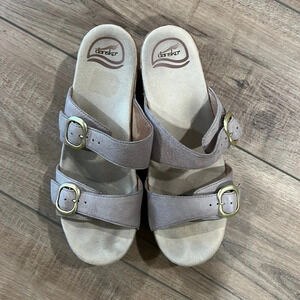Dansko - beige tan, “Sophie” leather‎ clog sandals